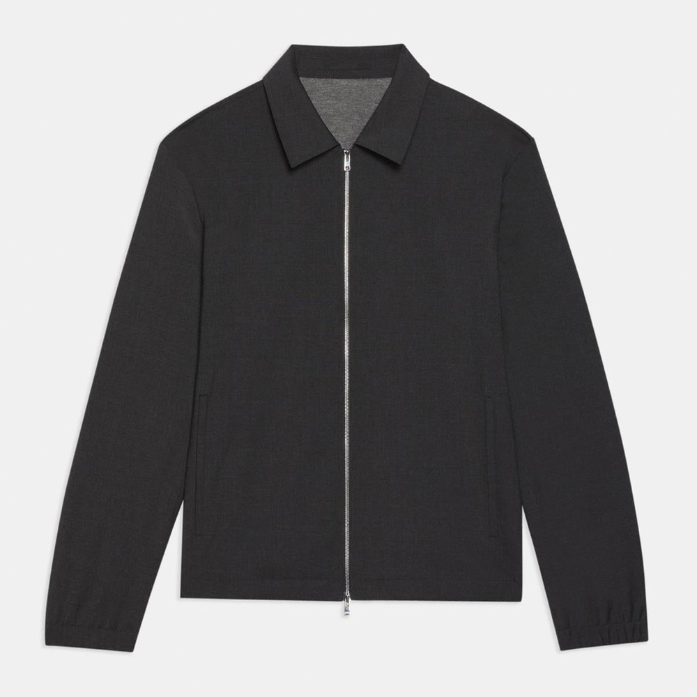 Halston Black Label Black Jacket with Full Zip Spread Collar
